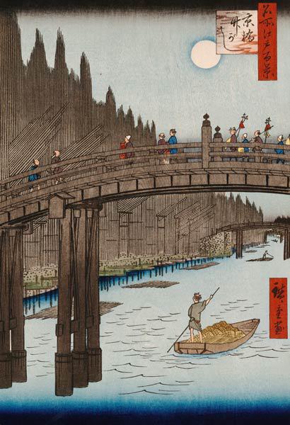 Bamboo Quay by Kyobashi Bridge. (One Hundred Famous Views of Edo)