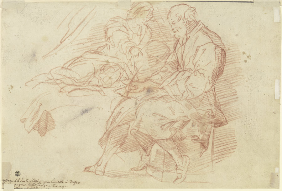 Elisabeth und Zacharias aus dem Wandfresko der Geburt Johannes des Täufers im Chiostro dello Scalzo, from Andrea del Sarto