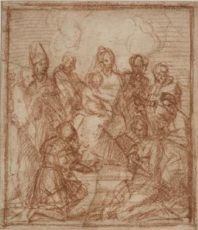 Enthroned Madonna with Child and eight saints (Composition study)