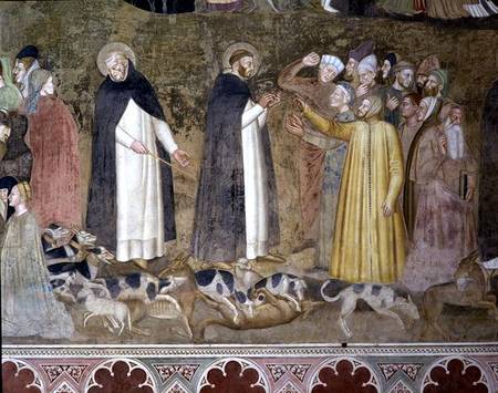St. Dominic Sending Forth the Hounds and St. Peter Martyr Casting Down the Heretics, from the Spanis from Andrea  di Bonaiuto