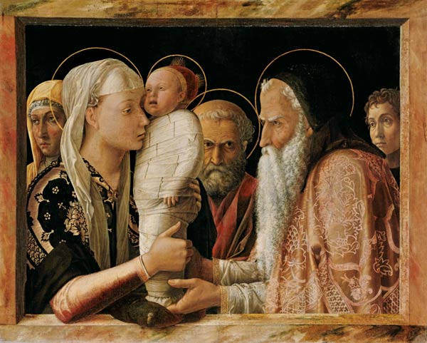 Representation of Christi in the temple from Andrea Mantegna
