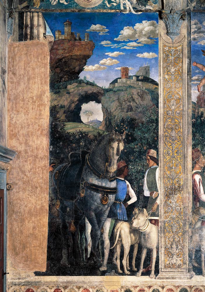 Horse and groom with hunting dogs, from the Camera degli Sposi or Camera Picta from Andrea Mantegna