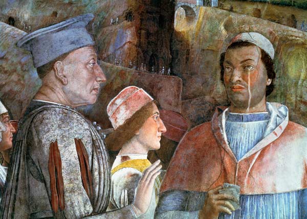 Marchese Ludovico Gonzaga III of Mantua (reigned 1444-78) greeting his son Cardinal Francesco Gonzag from Andrea Mantegna