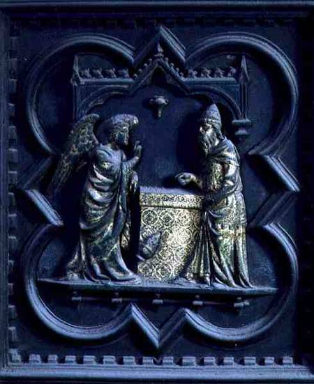 The Angel Announces to Zechariah, first panel of the South Doors of the Baptistery of San Giovanni from Andrea Pisano
