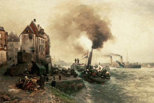 The coal gate at the bank of the Rhine of Düsseldorf from Andreas Achenbach