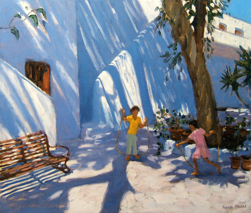 Two girls skipping, Mykonos from Andrew  Macara