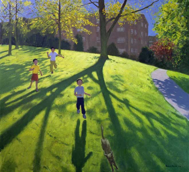 Children Running in the Park, Derby, 2002 (oil on canvas)  from Andrew  Macara