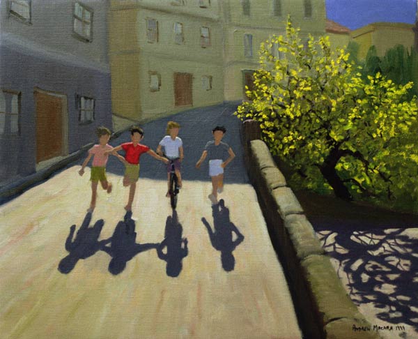 Children Running, Lesbos, 1999 (oil on canvas)  from Andrew  Macara