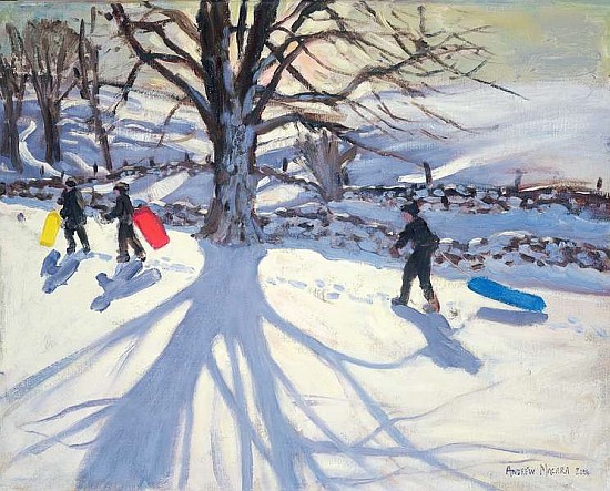 Tobogganers, near Youlegrave, 2004 (oil on canvas)  from Andrew  Macara