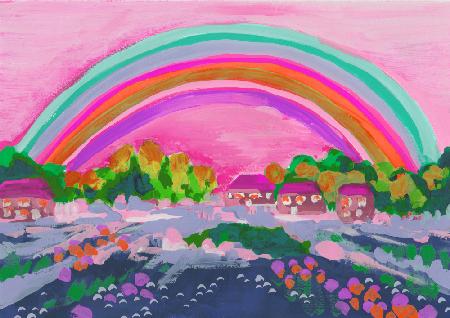 Countryside Rainbow On Pink
