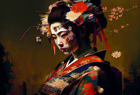 Gekonnte Tradition: Die Kunst einer Geisha im traditionellen Gewand