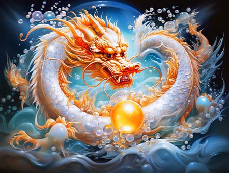 Jahr des Drachen. Chinesischer Dache des Meeresschaumes. Tierkreiszeichen