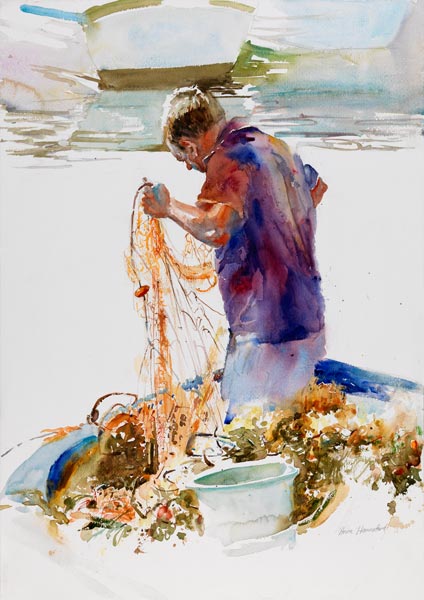 Sicilian Fisherman and net from Anne Hannaford 