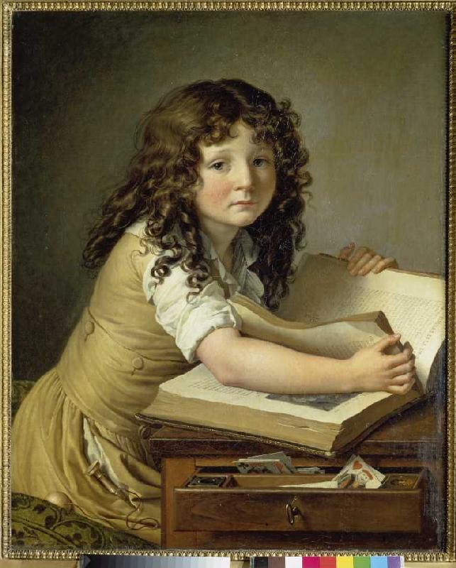 Young girl when looking at a picture book. from Anne-Louis Girodet de Roucy-Trioson