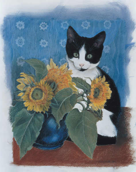 Chess and Sunflowers (pastel on paper)  from Anne  Robinson
