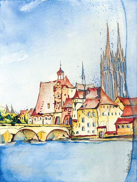 Deutschland, Regensburg: Altstadt mit Brücke. from Annette Bartusch-Goger