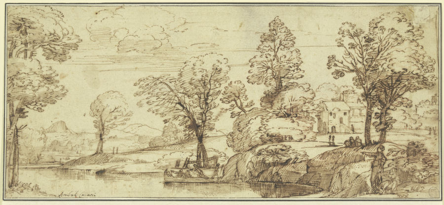 River Landscape with abandoned Boat from Annibale Carracci