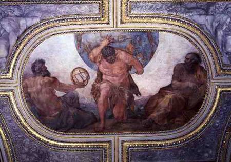Hercules Supporting the World Flanked by Euclid and Ptolemy, from the 'Camerino' from Annibale Carracci