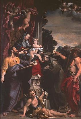 Thronende Madonna mit dem heiligen Matthaeus