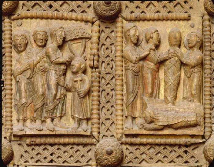Kapitoltüre, Heilung des Blinden, Erweckung des Lazarus from Anonym Romanisch