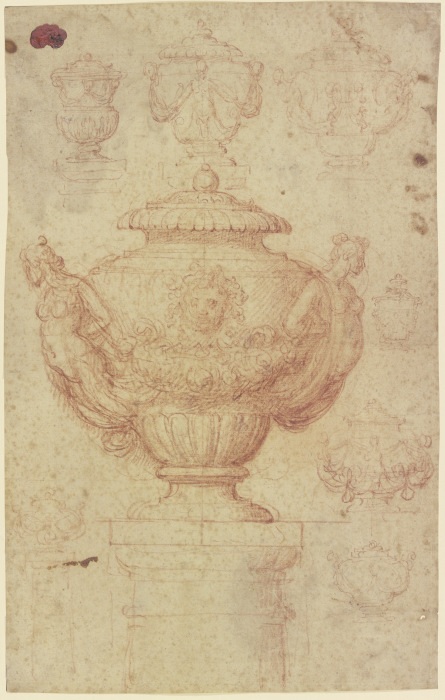 Entwürfe für antikisierende Vasen mit Figuren und Ornament from Anonym