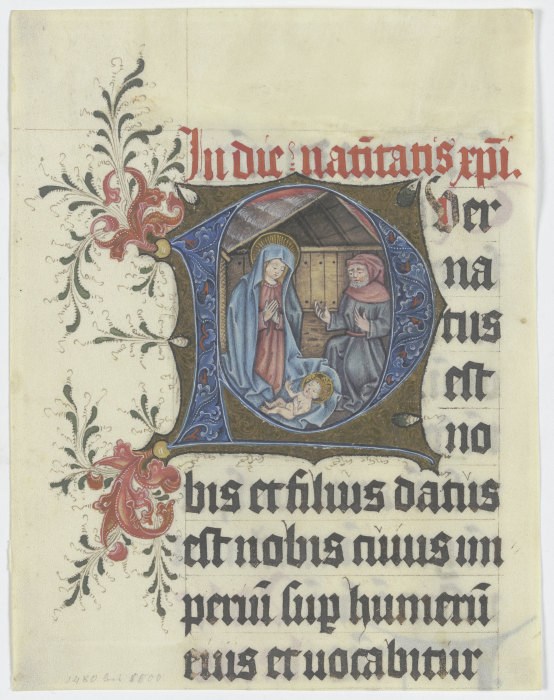 Initiale P: Geburt Christi (verso Textfragment) from Anonym