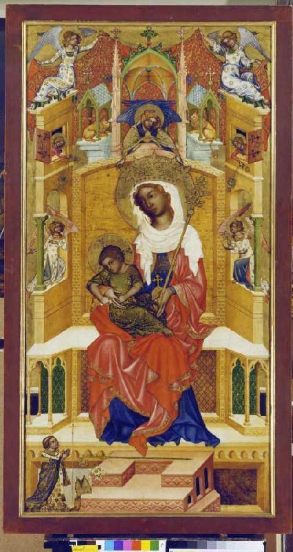 Maria with the child sitting enthroned (sucked Glatzer Madonna) from Anonym (Böhmisch)