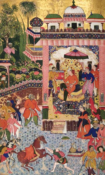 L.53.2/7 folio 28 A Durbar Scene, from the 'Khizr Khani Duval Rani',Mughal from Anonymous painter