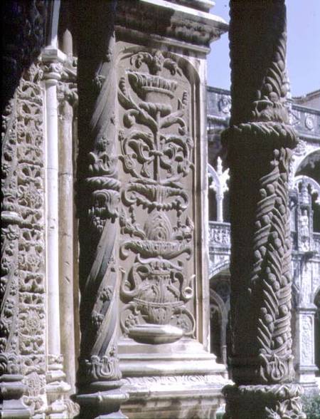 Detail of a column and a high relief in the North Gallery of the Cloister of the Monastery from Anonymous painter