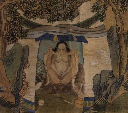Erotic depiction of lovers in a tent, from a series depicting the lives of Mongol Horsemen from Anonymous painter
