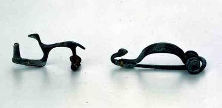 Two fibulae in the shape of animals, from Bragny sur Saone,La Tene style from Anonymous painter