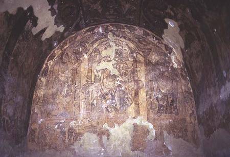 Fresco depicting a throned monarch with a halo under a baldachinofrom the Alcove from Anonymous painter