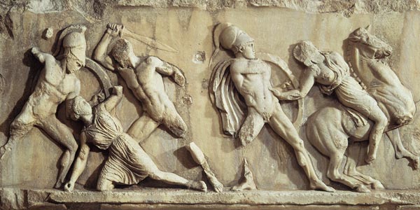 The Battle of the Greeks and the Amazonspart of the frieze from the Mausoleum of Halicarnassus from Anonymous painter