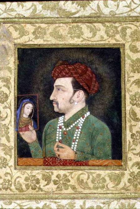 Jahangir holding a picture of the Madonna from Anonymous painter