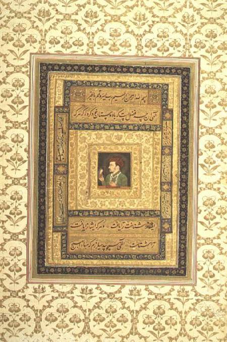 Jahangir holding a picture of the Madonna, inscribed in Persian: Jahangir Shah,Moghul from Anonymous painter