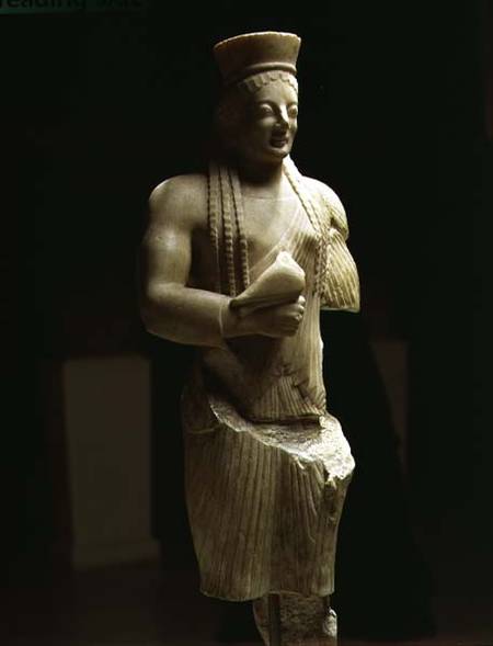 Kore figure of a young female Athenian holding a bird offeringGreek from Anonymous painter