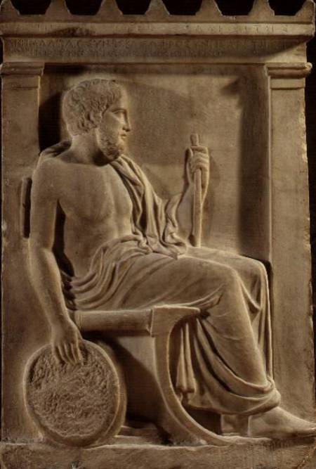 Marble gravestone of Sosinos from Gortyna, a bronze founder, Classical Greek,Attic period from Anonymous painter