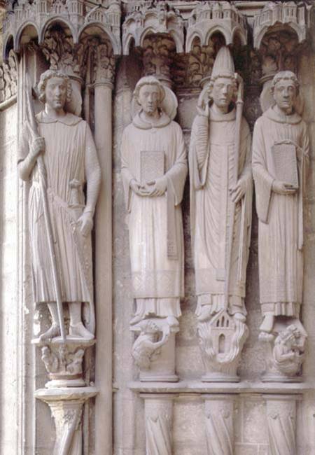 Four martyr saintscolumn figures from the west door of the south portal from Anonymous painter