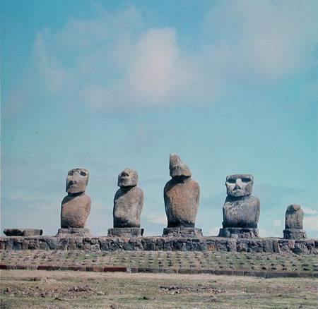 Monumental figures or moai on a ceremonial platform or ahusPolynesian from Anonymous painter