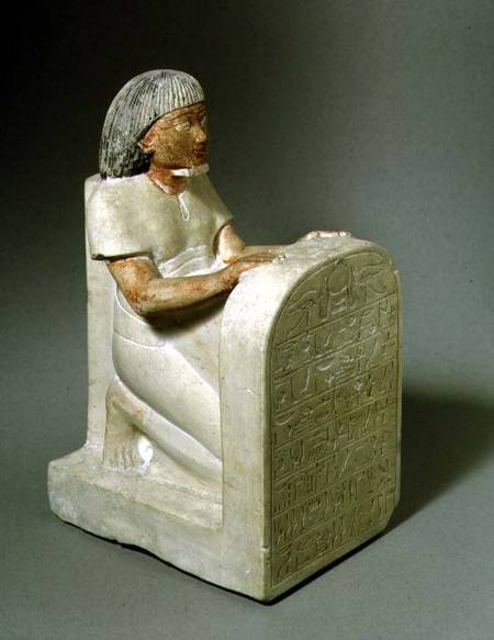 N508 Kneeling female figure holding a stela Egyptian from Anonymous painter