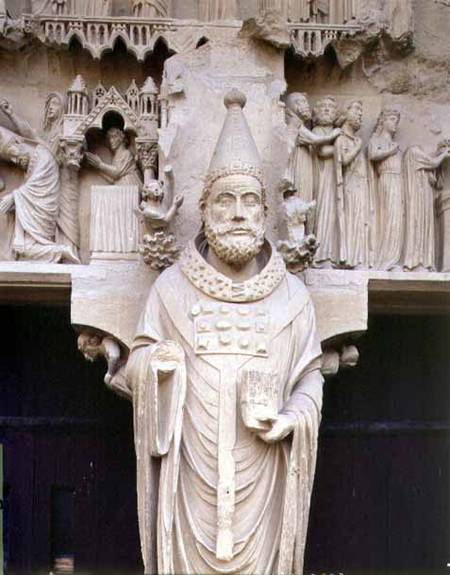 Pope Calixtus I (d.222) trumeau figure from the central 'Calixtus' Portal of the North transept from Anonymous painter