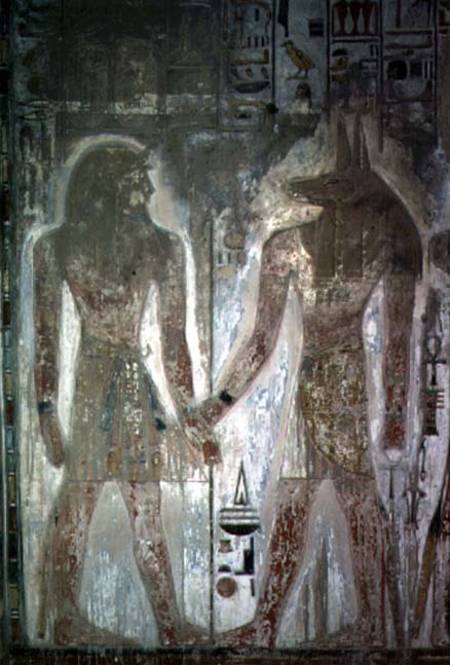 Seti I (1303-1290 BC) and Anubis in the Tomb of SetiDynasty XIX New Kingdom from Anonymous painter