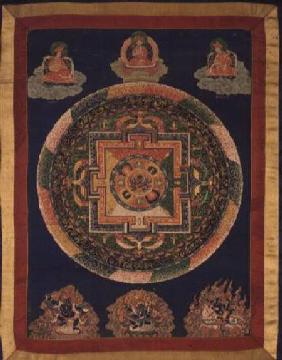 1962.220 Thangka of Mandala of Chakrasamvara in fierce form with red PrajnaVajravarahi