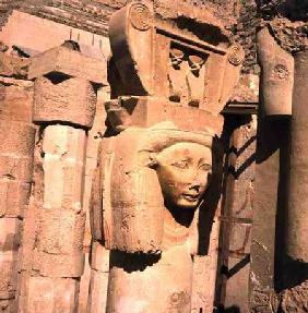 Capital depicting Hathor from the shrine of the goddess in the terraced temple of Queen Hatshepsut,