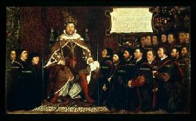 Henry VIII handing over a charter to Thomas Vicary