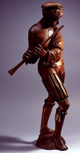 Large figure of a musician with a flute, possibly a Swiss mercenary,North European