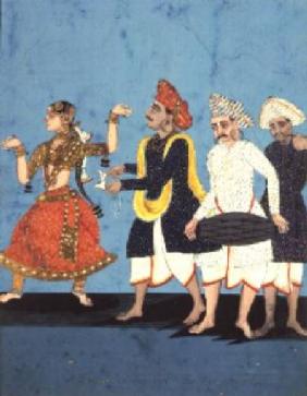 Three musicians and a dancing girl, Tanjore