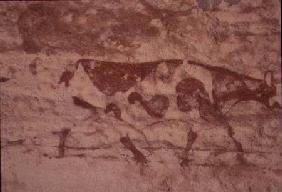 Rock painting of a cow from Jabbaren in the Tassili N'Ajjer near DjanetAlgeria