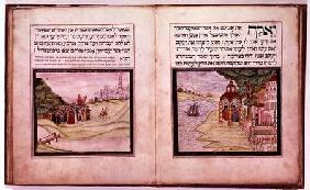 Sloane MS 3173 The Banishment of Hagar and Ishmael and the Appearance of the Three Angels to Abraham