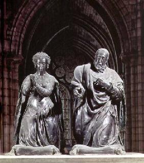 Tomb of Henri II (1519-59) and Catherine de Medici (1519-89) detail of the couple kneeling at prayer